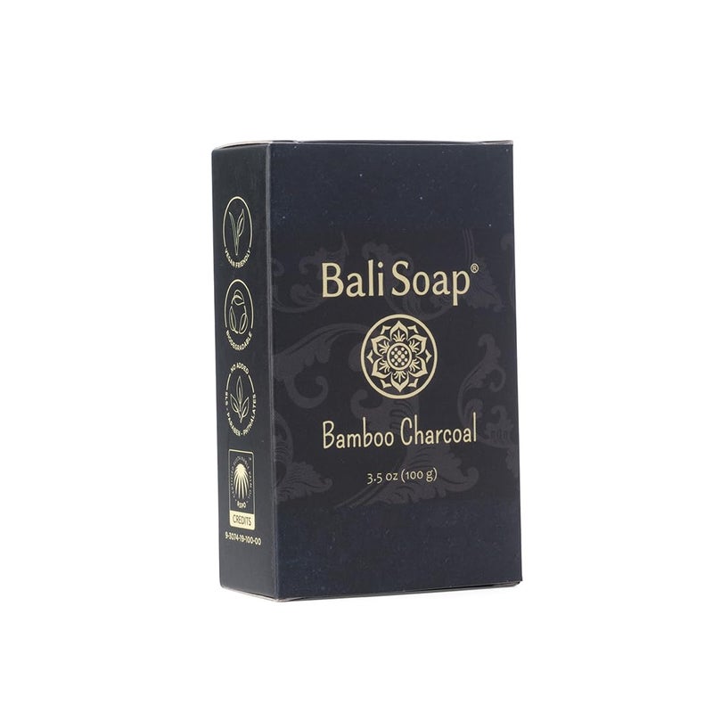 Bali Soap صابون بالي - صابون طبيعي بالفحم البامبو للرجال والنساء - نباتي، مصنوع يدويًا، مقشر - 3 عبوات، 3.5 أونصة لكل منها - Image 1